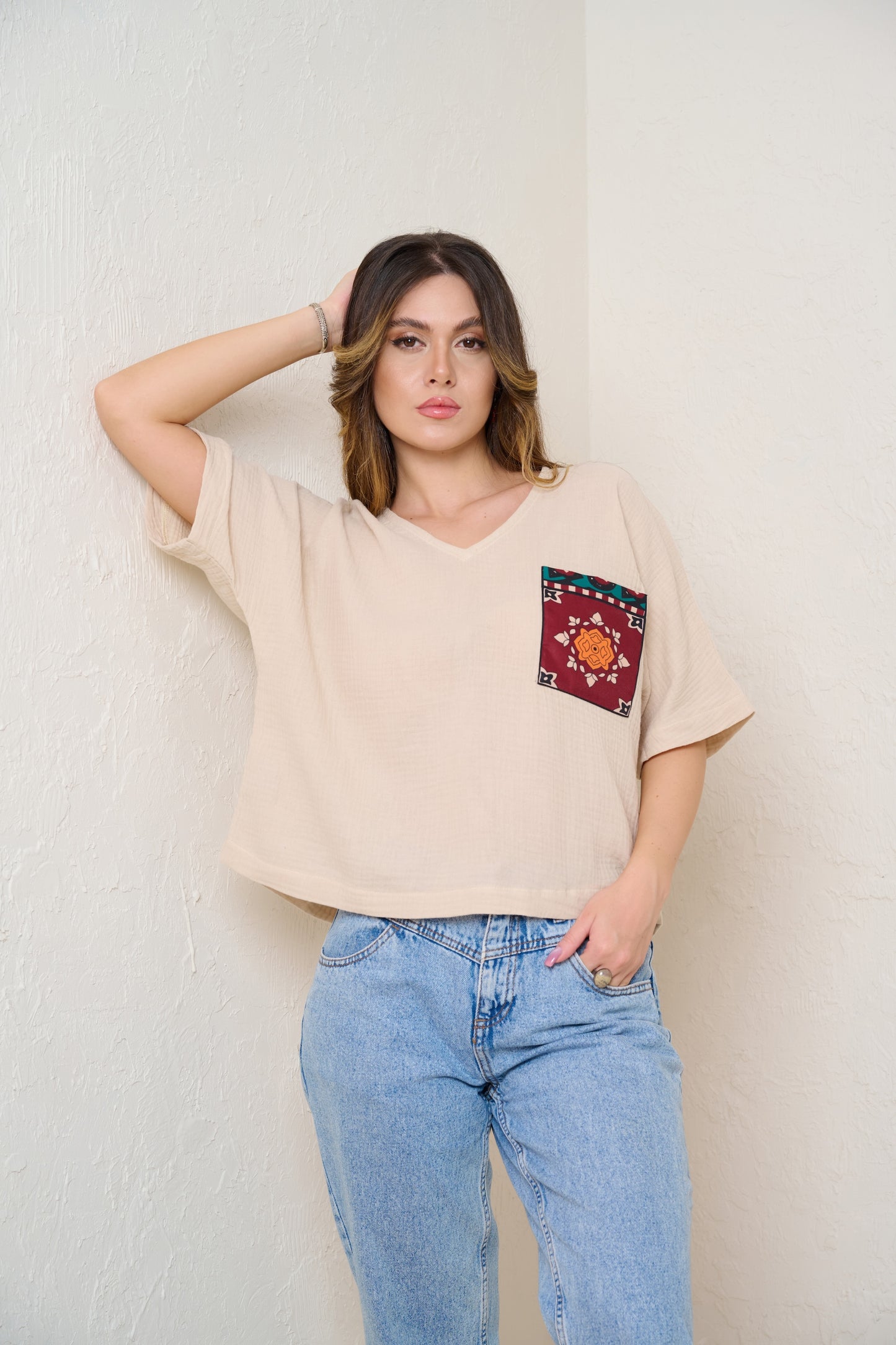 Sitara Pocket Tee - Beige