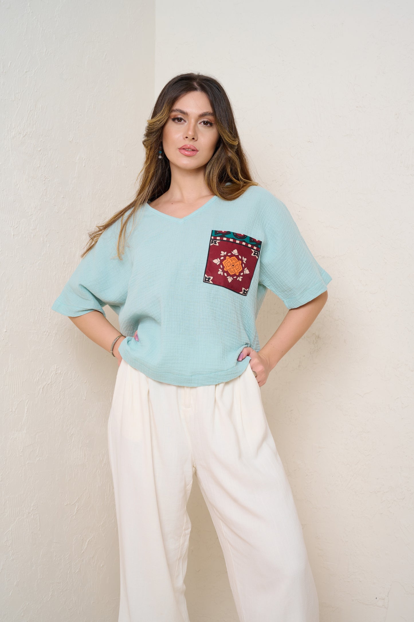 Sitara Pocket Tee - Mint Green
