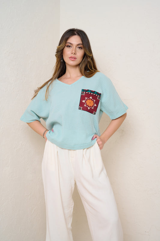 Sitara Pocket Tee - Mint Green