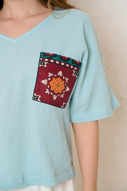 Sitara Pocket Tee - Mint Green